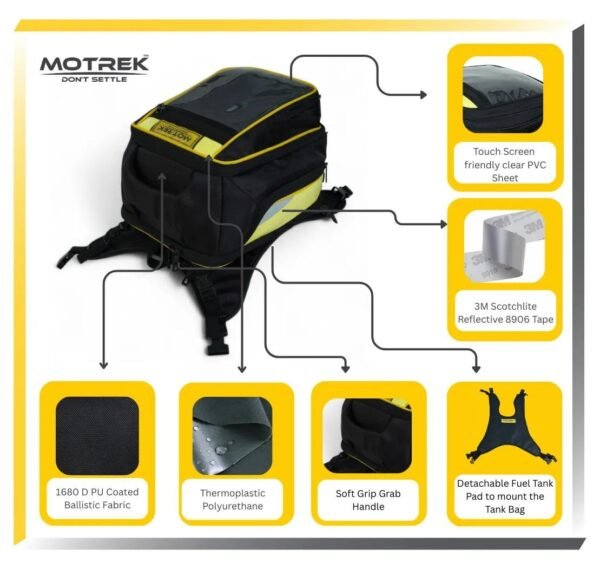 MOTREK GTX-02 Navigator Tank Bag | Expandable 15-26L | Touch-Screen Friendly