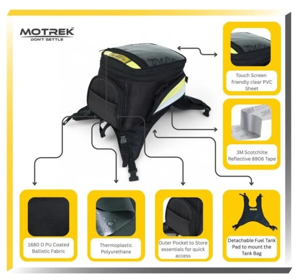 MOTREK GTX-01 Compact Navigator Tank Bag | Expandable 14-24L | Quick-Access Pocket
