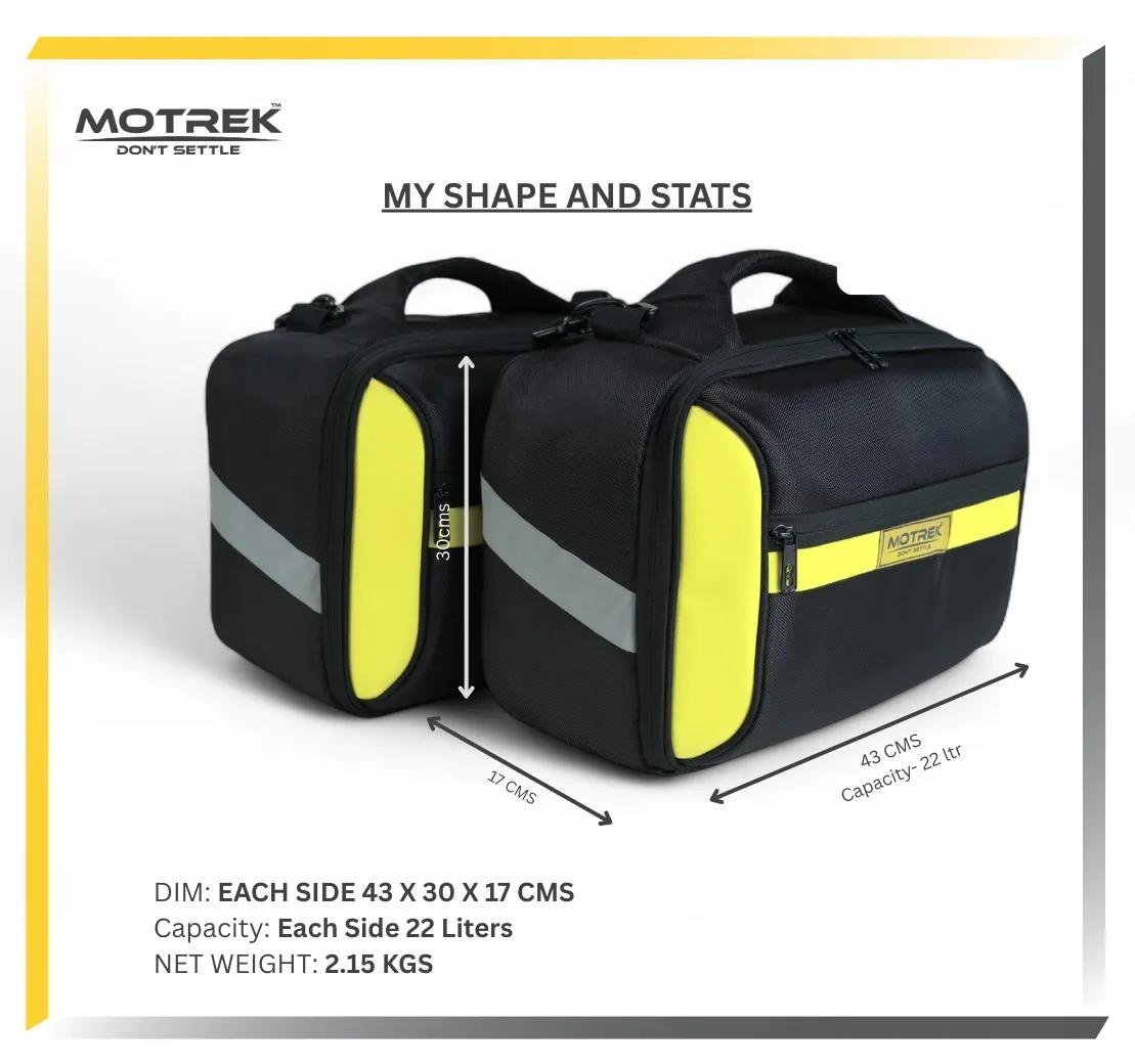MOTREK GTX-08L Insulated Saddlebags | Expandable 44-56L | HighVisibility
