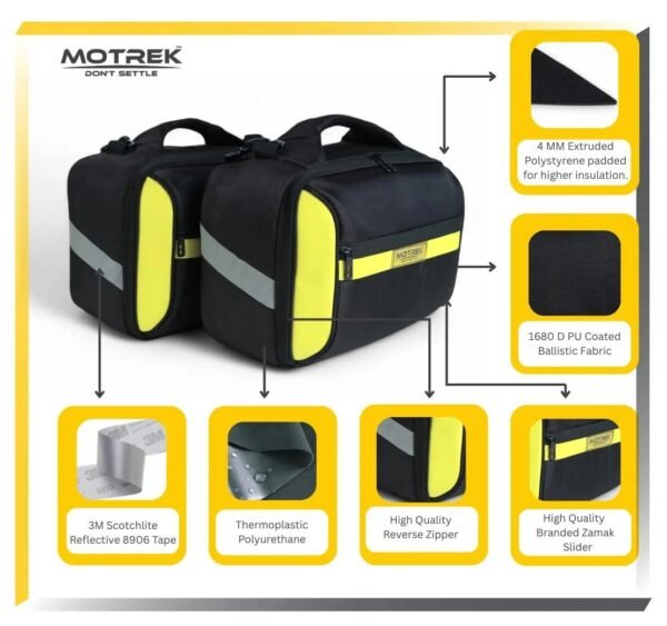 MOTREK GTX-08L Insulated Saddlebags | Expandable 44-56L | HighVisibility